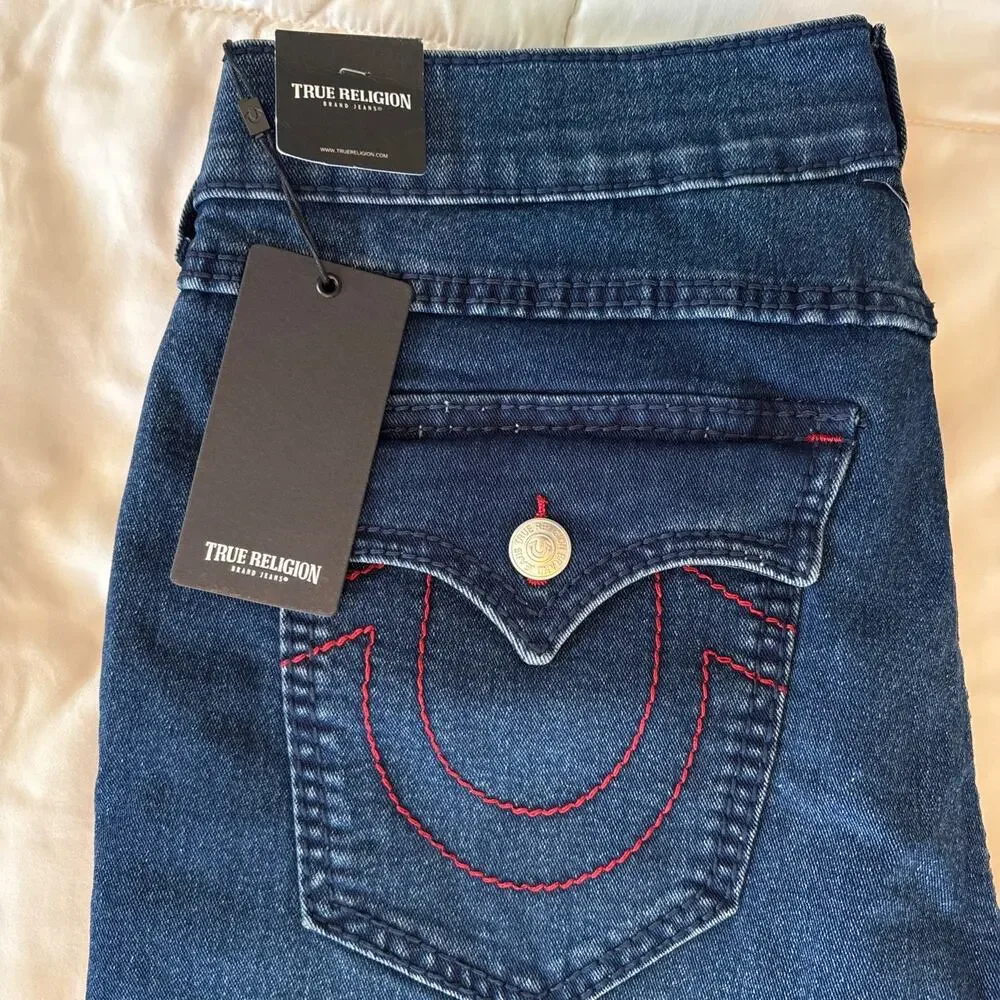NWT True Religion Geno SN Slim Jeans 36x32 Dark Shivering Wash Denim 5 Pocket